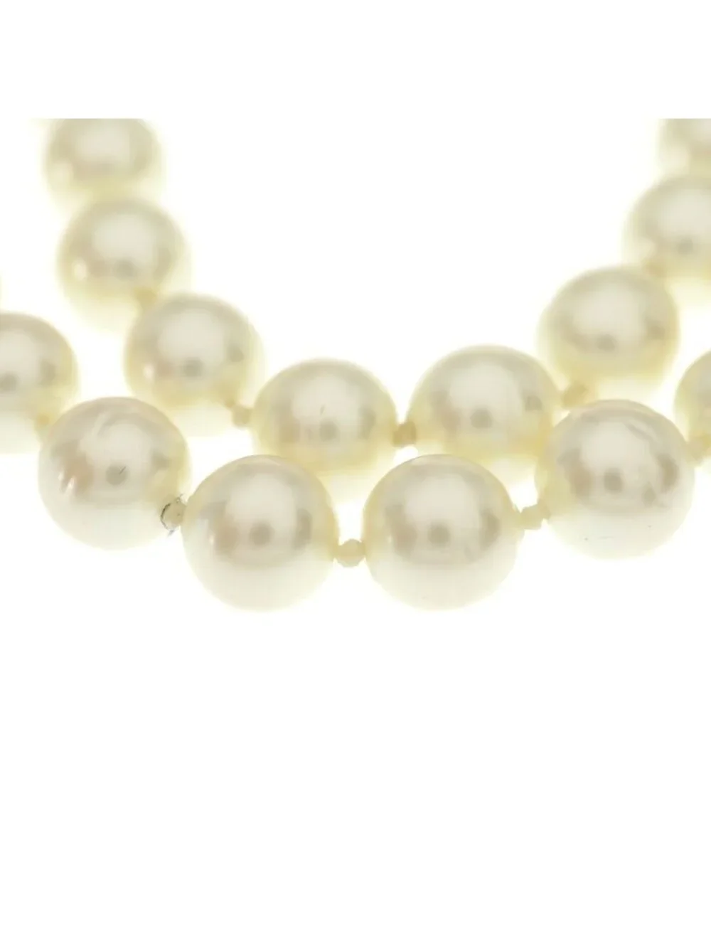 Chanel Pearl Long Chain Necklace White Gold